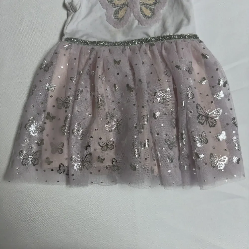 Little Lass Tutu Ballerina Dress Baby Girl Size 12 M Orchid Hush Silver Sequin